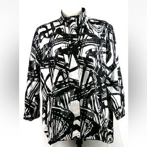 Zenergy by Chicos Women's Jacket Size 1Black White Gray 3/4 Sleeve Stretch New